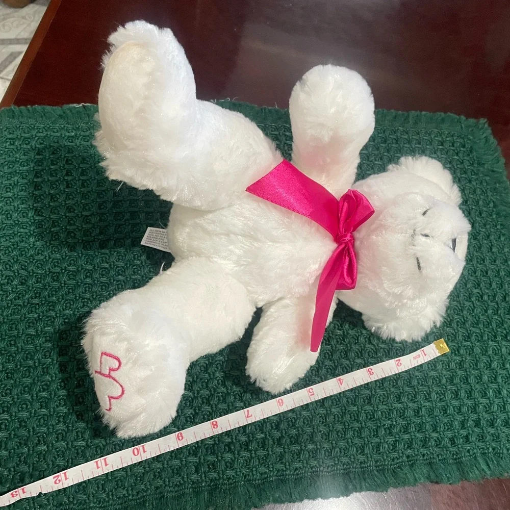 White Teddy Bear with Pink Bow looks New